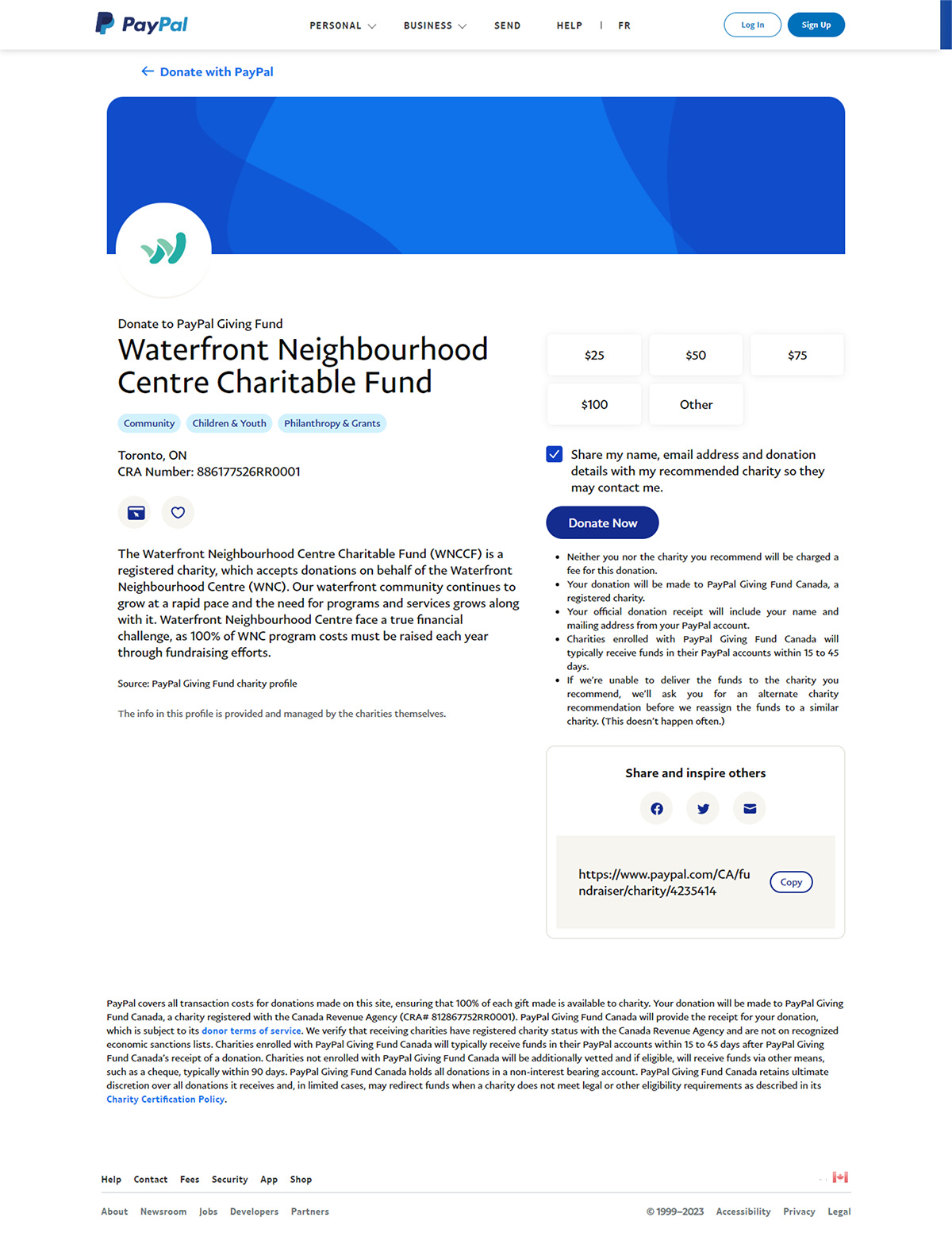 Paypal Giving Fund Donation Form